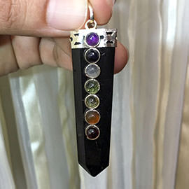 Related 7 Chakra Black Tourmaline Flat Pendant