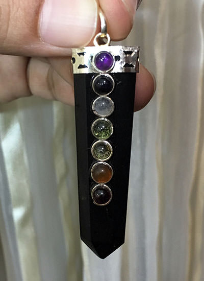 7 Chakra Black Tourmaline Flat Pendant Image