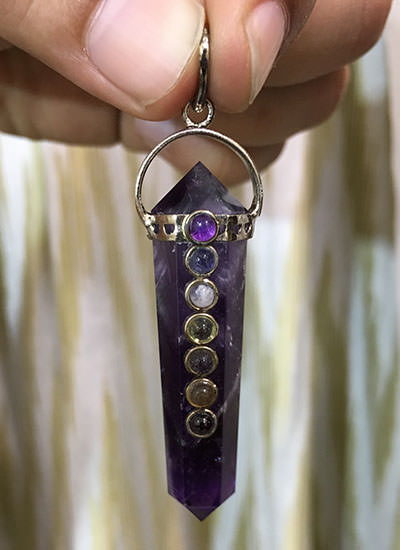 7 Chakra Double Terminated Amethyst Pendant Image