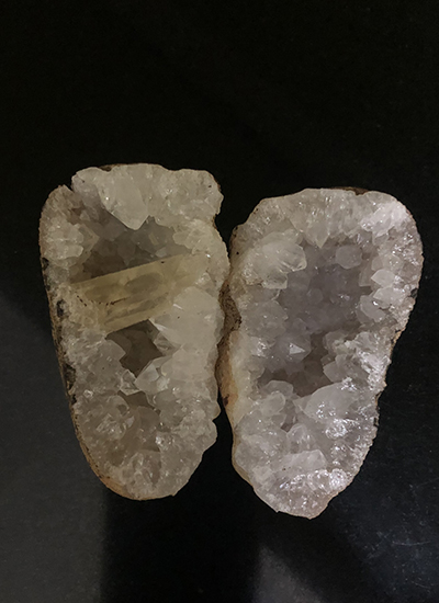 Quartz crystal geode with calcite Image